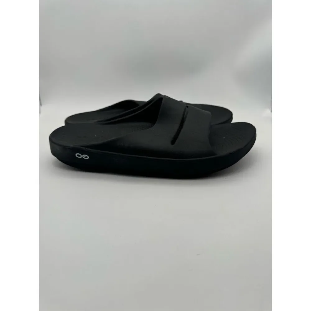 Oofos Ooahh Luxe Unisex Black Slide Sandals size M12-W14